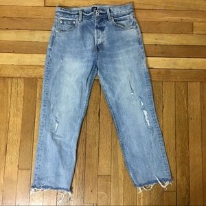 Gap Straight Cropped Distressed Jeans